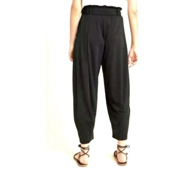 Anthropologie Frederica Harlem Belted Pants Sz Large Black Boho Goth - Picture 2 of 12